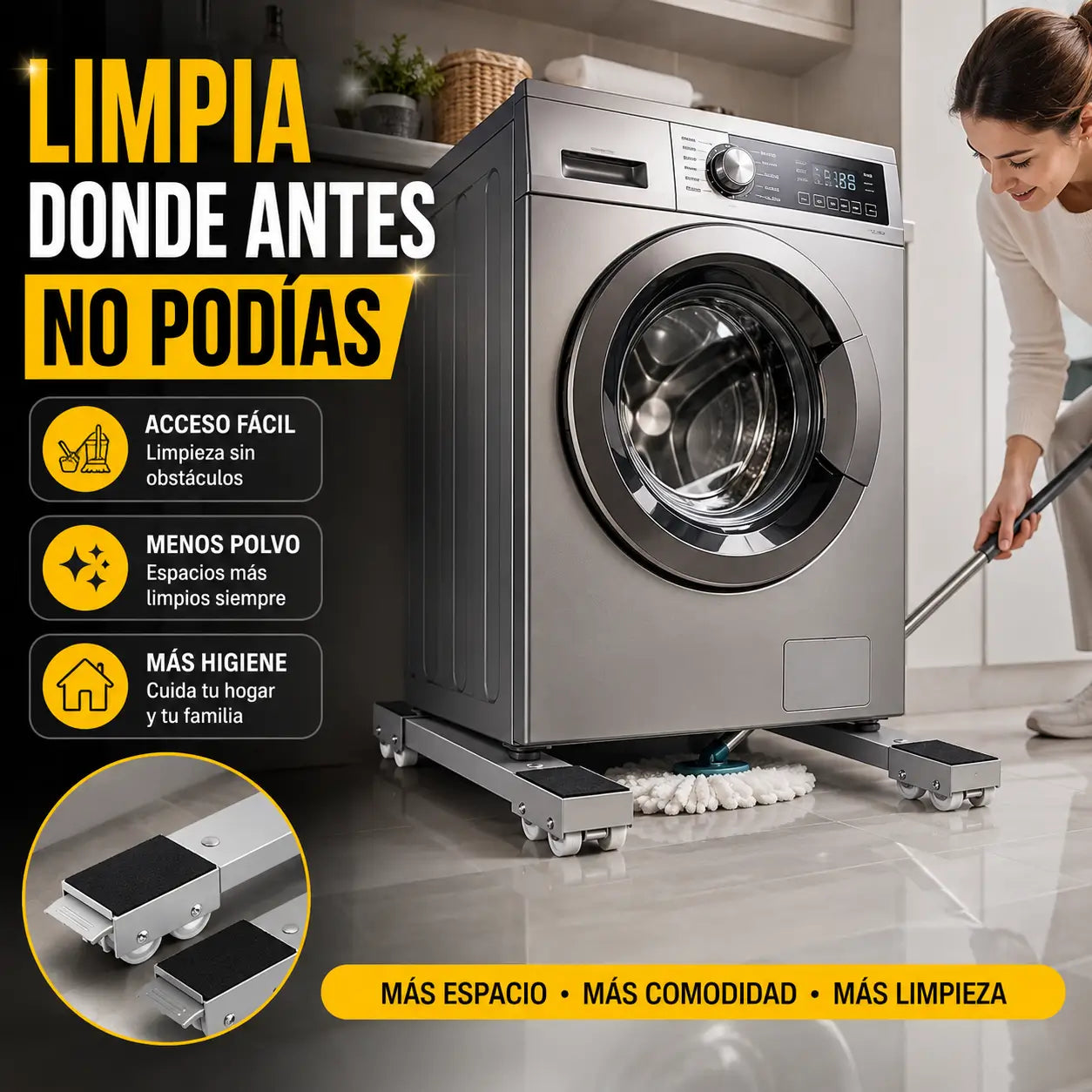 HomeMove Pro®️: Base Móvil Ajustable para Electrodomésticos + Afilador GRATIS 🎁