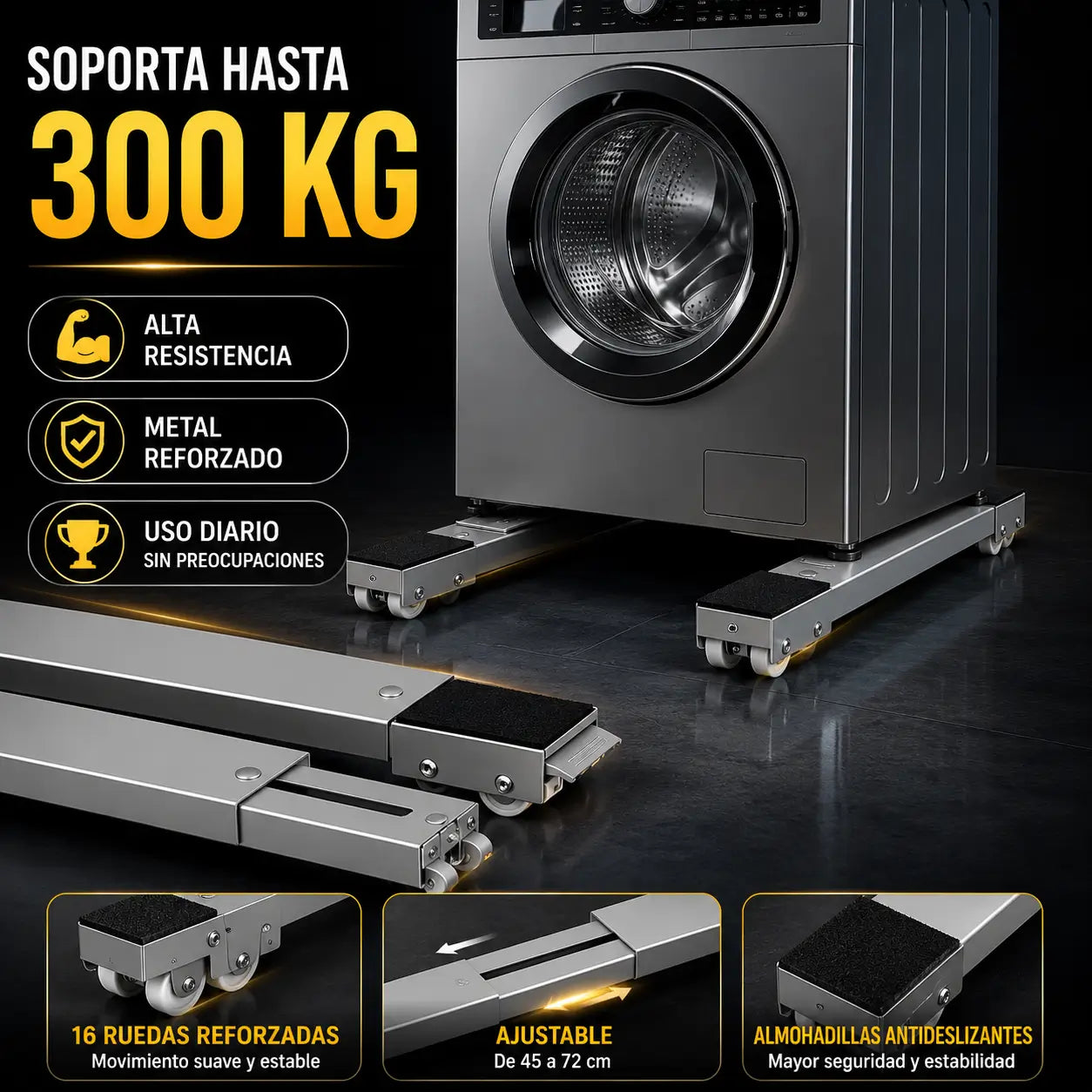HomeMove Pro®️: Base Móvil Ajustable para Electrodomésticos + Afilador GRATIS 🎁