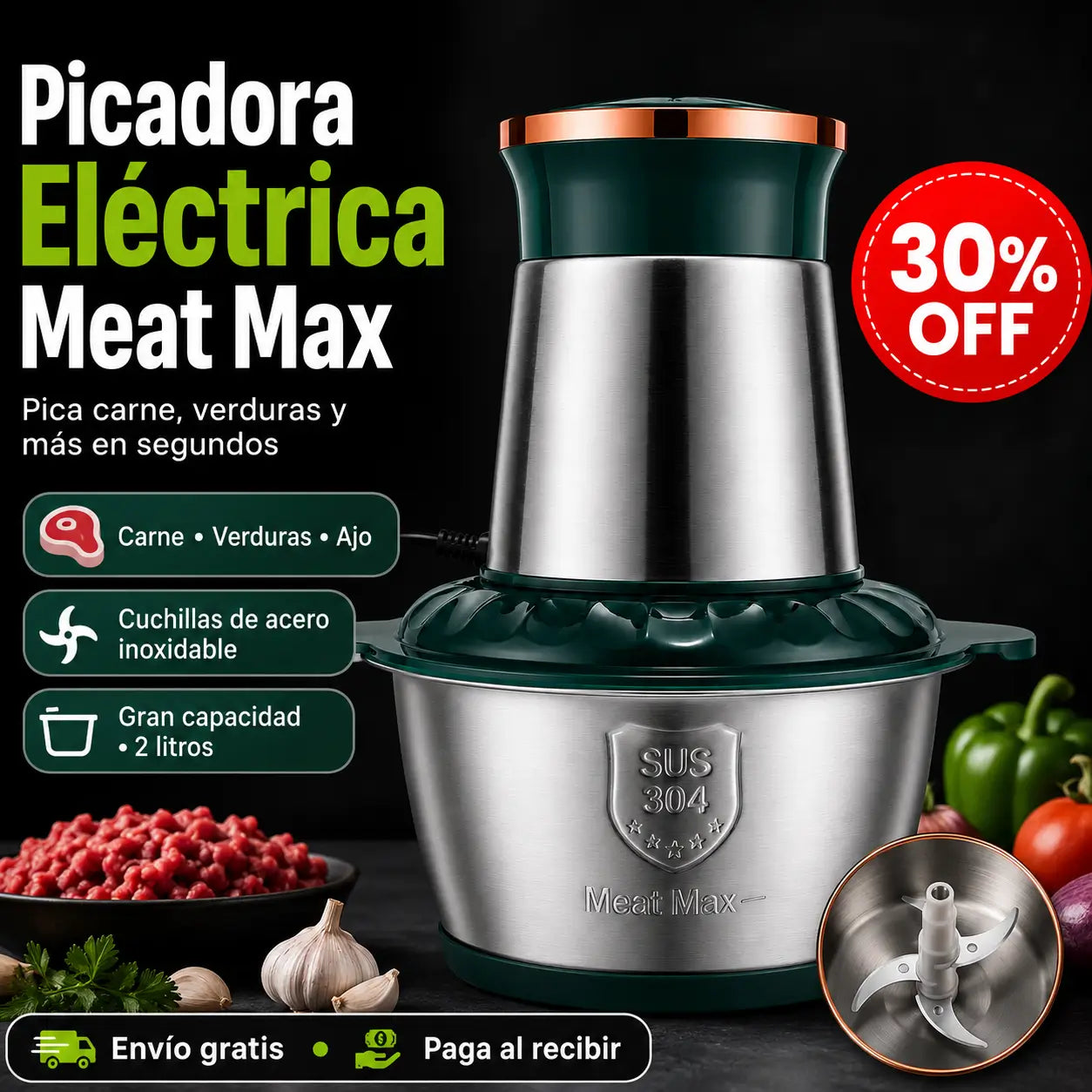 Meat Max®: Picadora Eléctrica Multifuncional