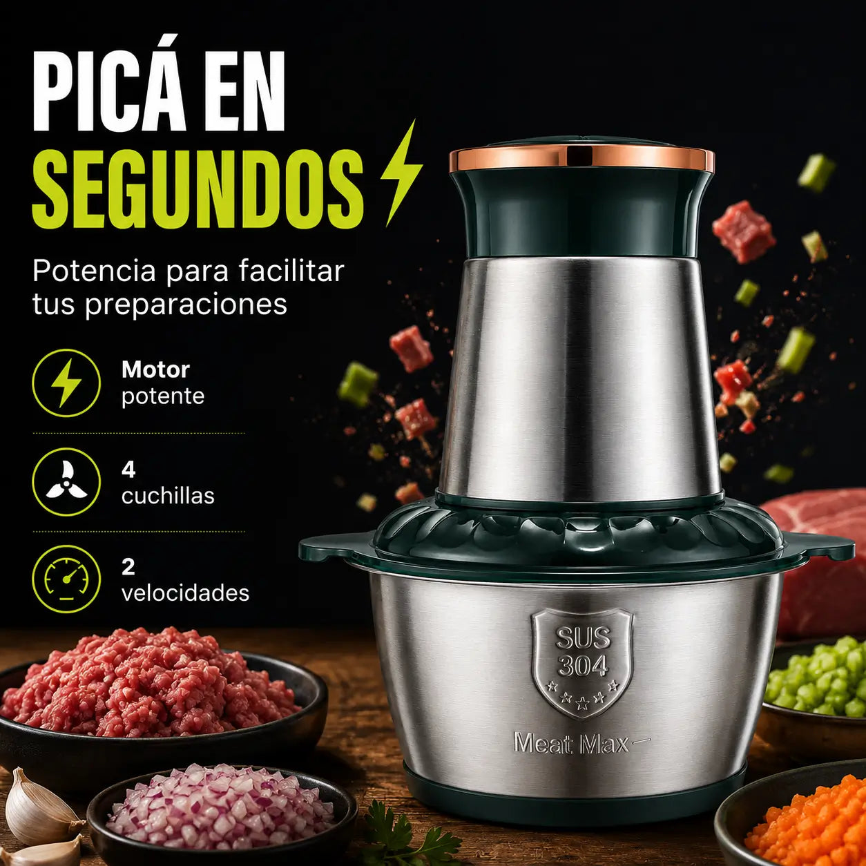 Meat Max®: Picadora Eléctrica Multifuncional