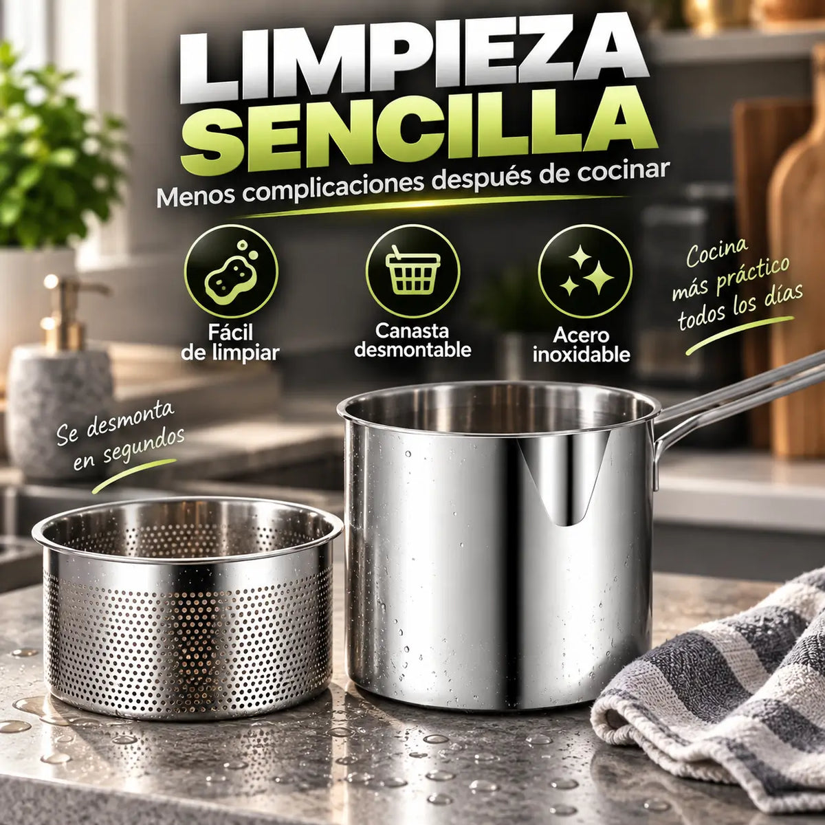 FryPro Mini®️:  Mini Freidora de Acero Inoxidable
