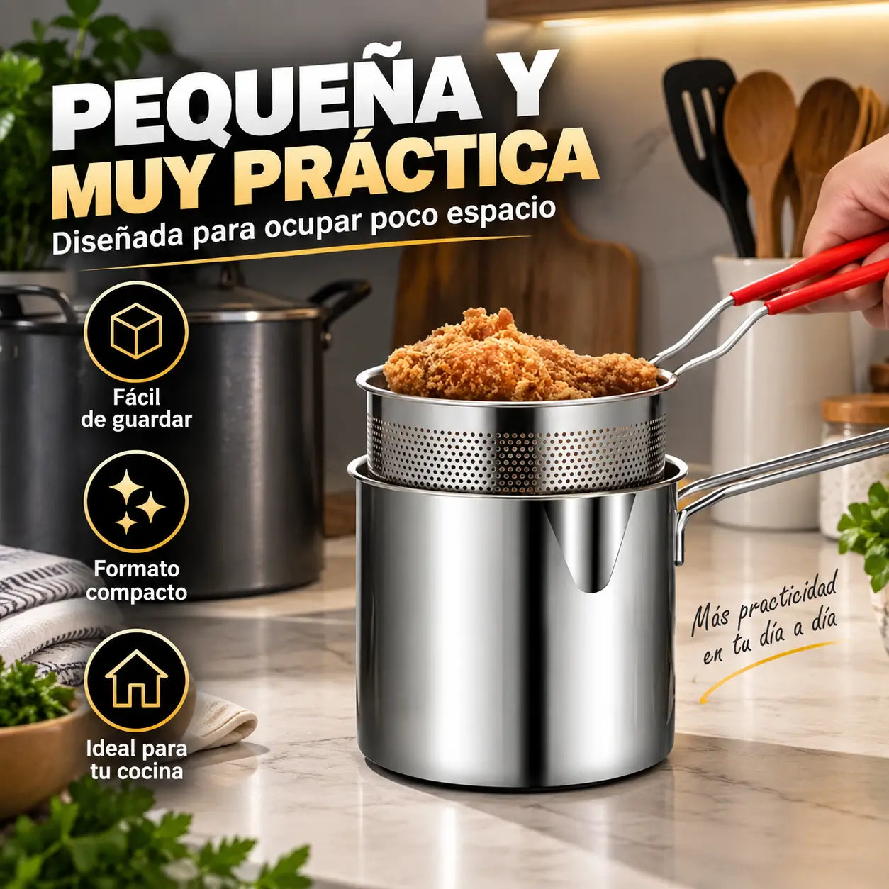 FryPro Mini®️:  Mini Freidora de Acero Inoxidable