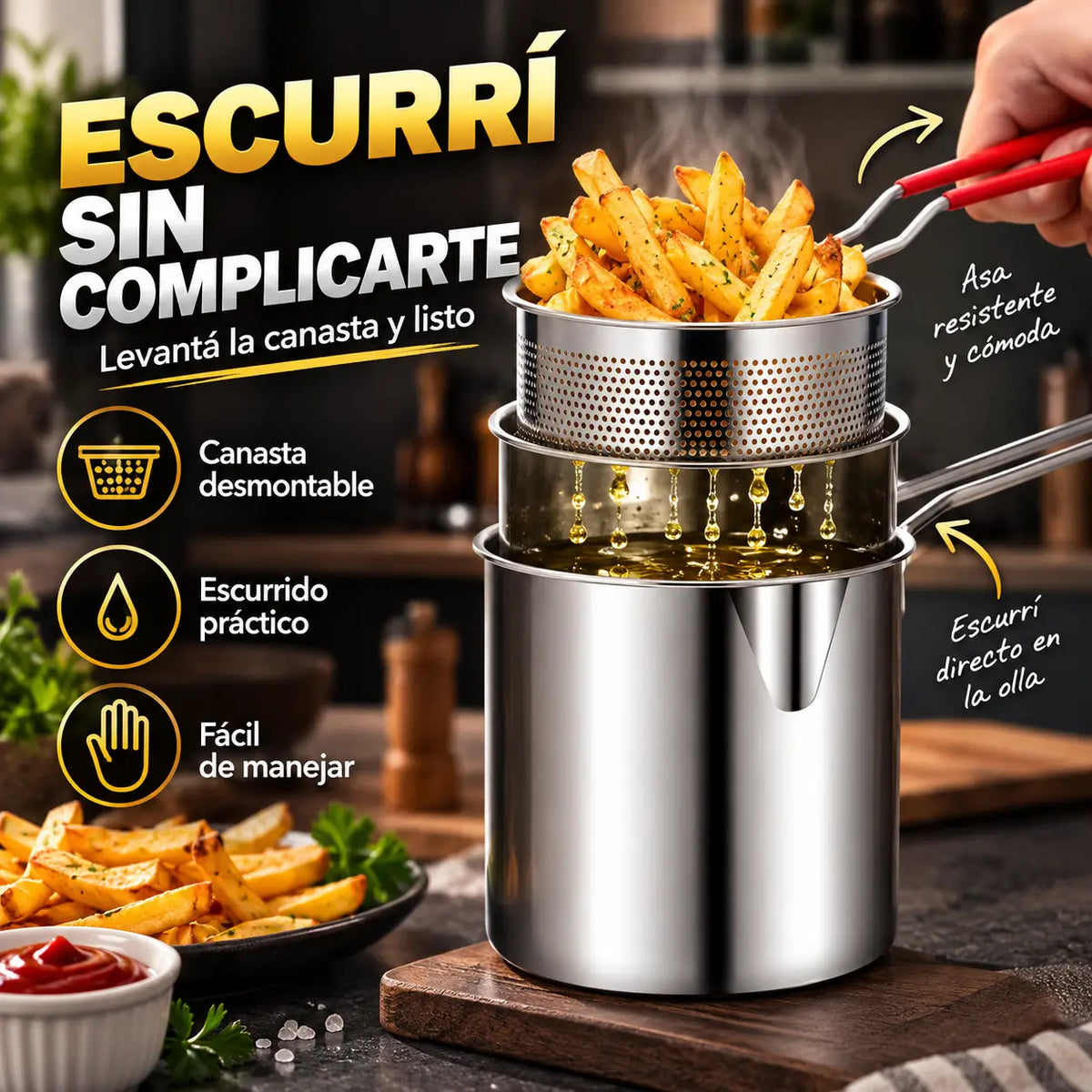 FryPro Mini®️:  Mini Freidora de Acero Inoxidable