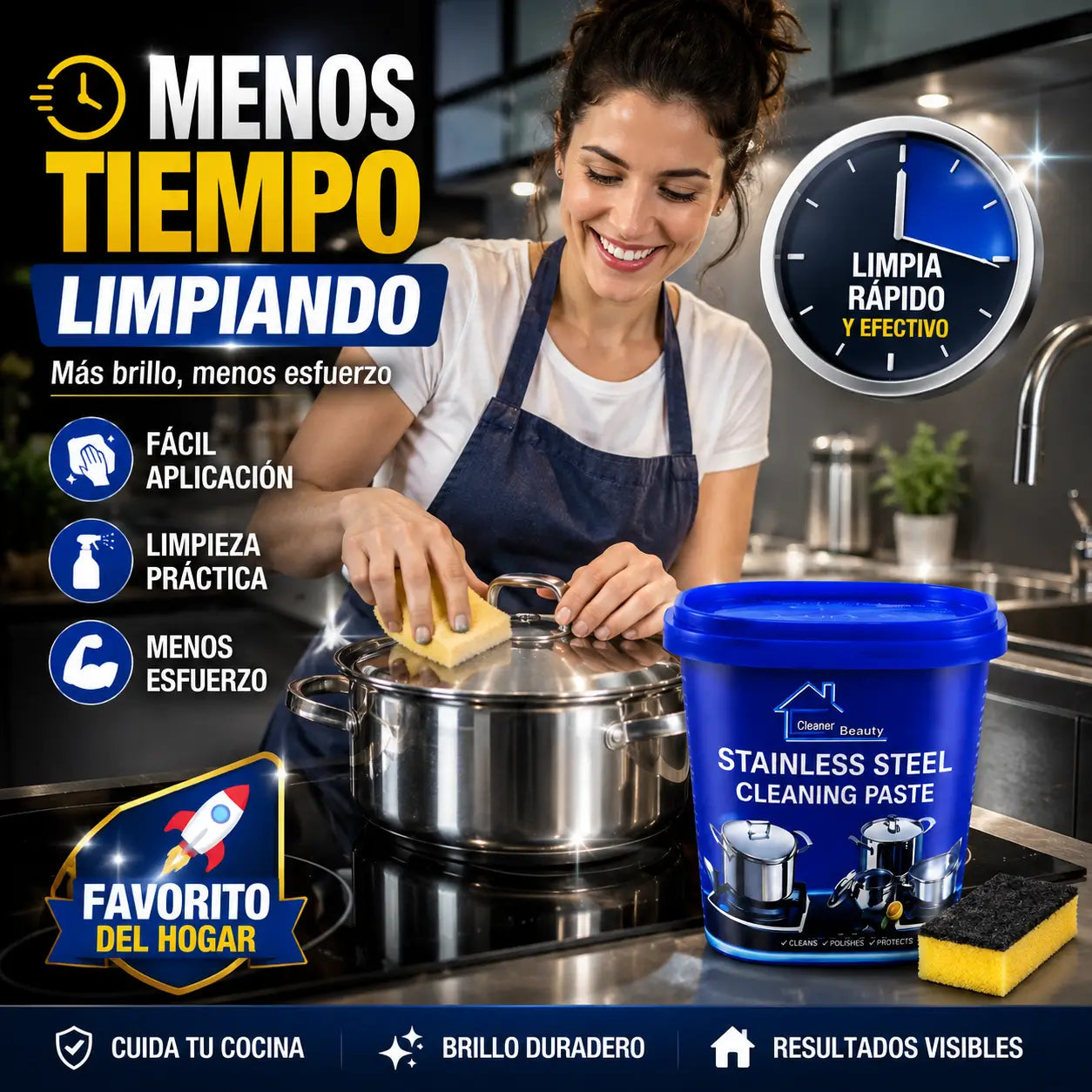¡PROMO 3X1! BrilloMax®️: Pasta Limpiadora Multiusos para Acero Inoxidable + 30 Tapas de Silicona de REGALO🎁