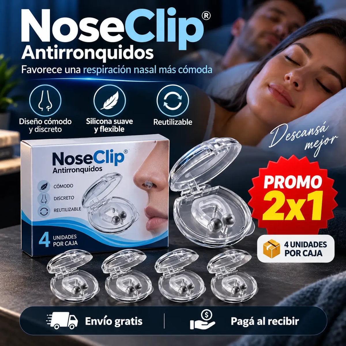NoseClip®: Clip Nasal Anti Ronquidos Cómodo y Discreto.