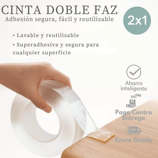 ¡PROMO 2X1! Cinta Doble Faz: Fija, Organiza y Decora sin Dañar tus Superficies