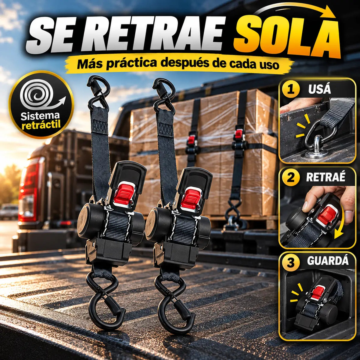 ¡PROMO 2X1! GripLock Pro®: Eslingas Retráctiles para Asegurar Carga