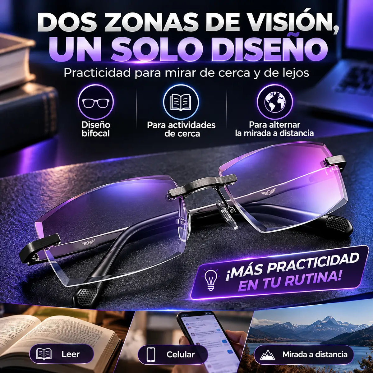 DuoVista TR90®: Gafas Bifocales 2 en 1 con Filtro de Luz Azul