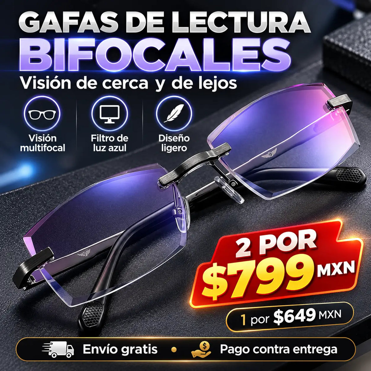 DuoVista TR90®: Gafas Bifocales 2 en 1 con Filtro de Luz Azul
