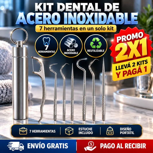 ¡PROMO 2X1! CleanKit Pro®: Kit Dental de Acero Inoxidable 7 en 1