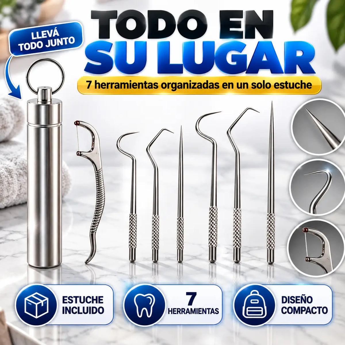 ¡PROMO 2X1! CleanKit Pro®: Kit Dental de Acero Inoxidable 7 en 1