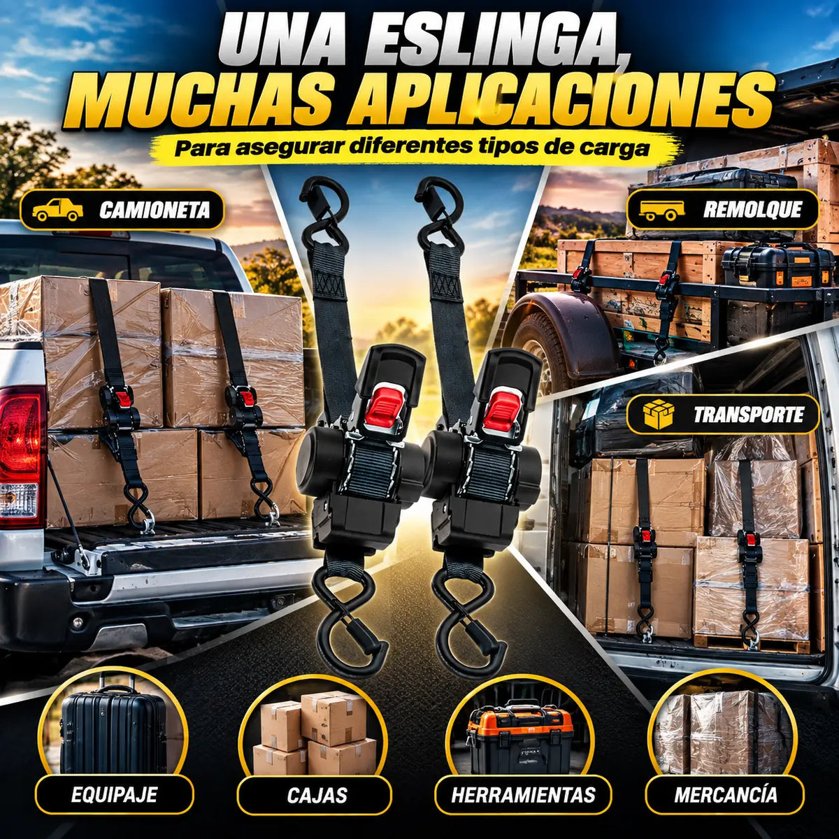 ¡PROMO 2X1! GripLock Pro®: Eslingas Retráctiles para Asegurar Carga