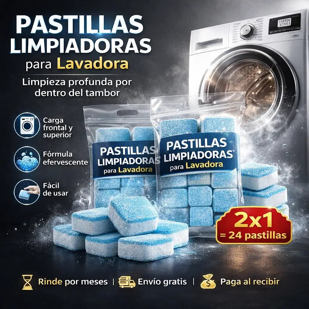 ¡PROMO 2x1! 24 Pastillas Limpiadoras para Lavadora: Elimina Olores y Deja tu Máquina Como Nueva en Minutos