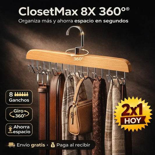 ¡PROMO 2X1! ClosetMax 8X 360°®: Organiza tu armario y duplica el espacio en segundos